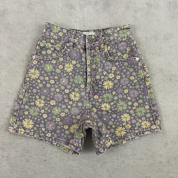 ZARA EU 32 US 0 Floral Daisy Denim Shorts High Rise Retro Summer Vibe - Picture 3 of 10